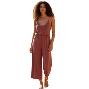 Forever 21 Jumpsuit Cropped Wide Leg,  Adjustable Straps, Mauve, Sz Small